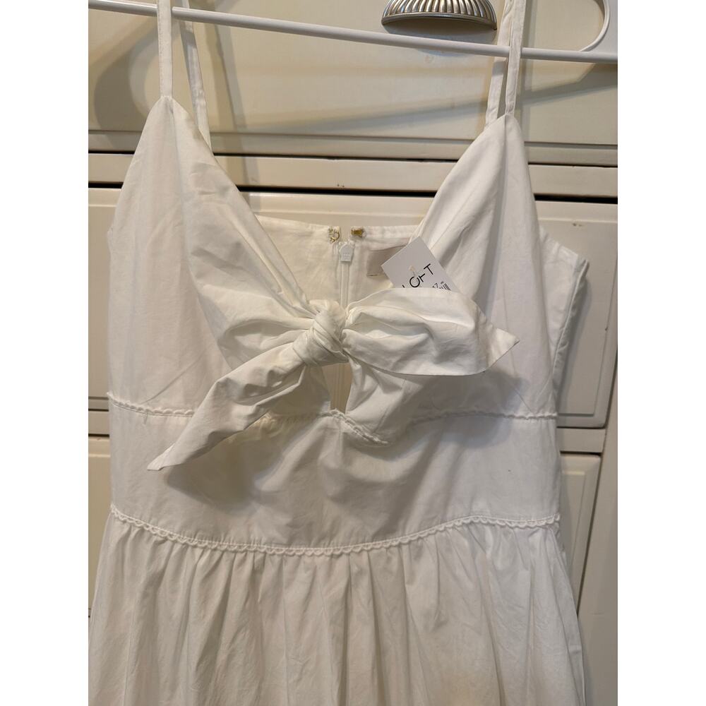 NWT Loft Poplin Tie Midi Pocket Dress Women's Size 0 White 100% Cotton Coastal - Picture 11 of 12